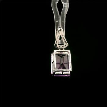 925 Sterling Silver 3.44 Ct Octagon Amethyst White Zircon Pendant