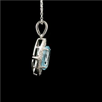 925 Sterling Silver 3.58 Ct Oval Blue Topaz White Zircon Pendant