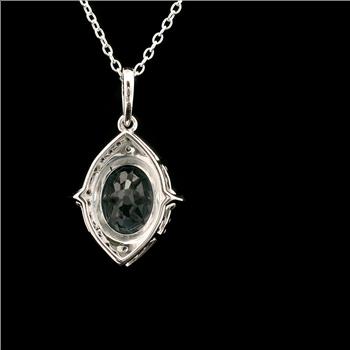 925 Sterling Silver 3.58 Ct Oval Blue Topaz White Zircon Pendant
