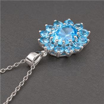 925 Sterling Silver 3.68 Ct Oval Sky Blue Topaz Swiss Blue Topaz Pendant