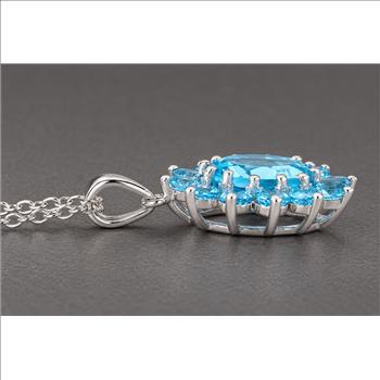 925 Sterling Silver 3.68 Ct Oval Sky Blue Topaz Swiss Blue Topaz Pendant