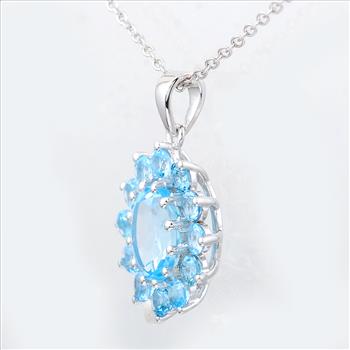 925 Sterling Silver 3.68 Ct Oval Sky Blue Topaz Swiss Blue Topaz Pendant