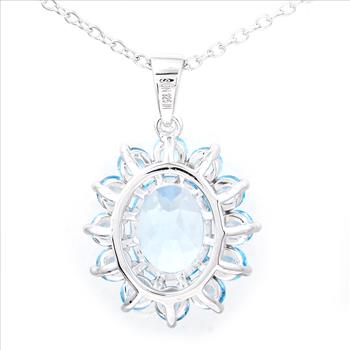 925 Sterling Silver 3.68 Ct Oval Sky Blue Topaz Swiss Blue Topaz Pendant