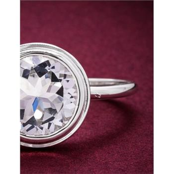 925 Sterling Silver 3.77 Ct Round White Topaz Ring 8.5 US Ring Size