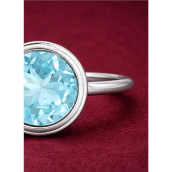 925 Sterling Silver 4.00 Ct Round Blue Topaz Ring 8.5 US Ring Size