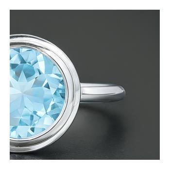 925 Sterling Silver 4.00 Ct Round Blue Topaz Ring 8.5 US Ring Size