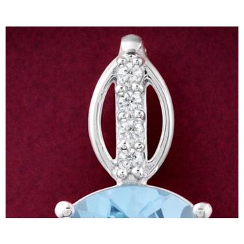 925 Sterling Silver 4.04 Ct Round Blue Topaz Cubic Zirconia Pendant