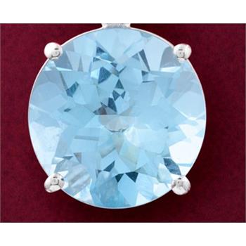 925 Sterling Silver 4.04 Ct Round Blue Topaz Cubic Zirconia Pendant