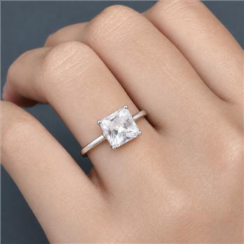 925 Sterling Silver 4.11 Ct Octagon Cubic Zirconia Ring 9 US Ring Size