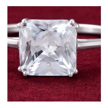 925 Sterling Silver 4.11 Ct Octagon Cubic Zirconia Ring 9 US Ring Size