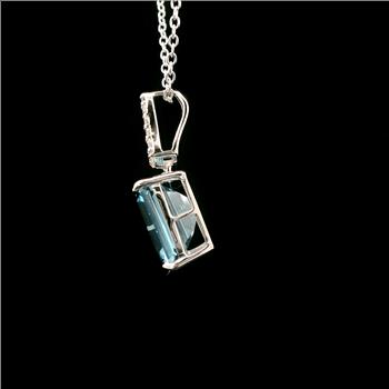 925 Sterling Silver 4.27 Ct Octagon Blue Topaz White Zircon Pendant