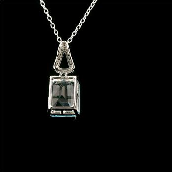 925 Sterling Silver 4.27 Ct Octagon Blue Topaz White Zircon Pendant