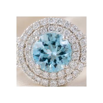 925 Sterling Silver 4.27 Ct Round Blue Topaz Cubic Zirconia Ring 7 US Ring Size