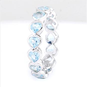 925 Sterling Silver 4.44 Ct Heart Blue Topaz Ring 7 US Ring Size