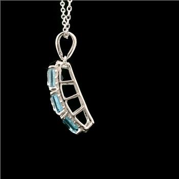 925 Sterling Silver 4.62 Ct Octagon Blue Topaz White Zircon Pendant