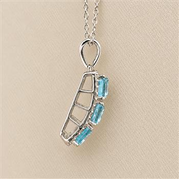 925 Sterling Silver 4.62 Ct Octagon Blue Topaz White Zircon Pendant