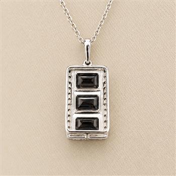 925 Sterling Silver 4.62 Ct Octagon Blue Topaz White Zircon Pendant