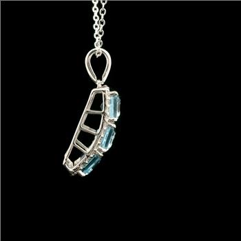 925 Sterling Silver 4.62 Ct Octagon Blue Topaz White Zircon Pendant