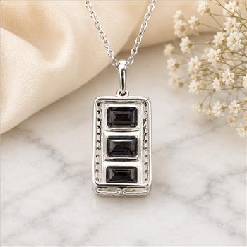 925 Sterling Silver 4.62 Ct Octagon Blue Topaz White Zircon Pendant