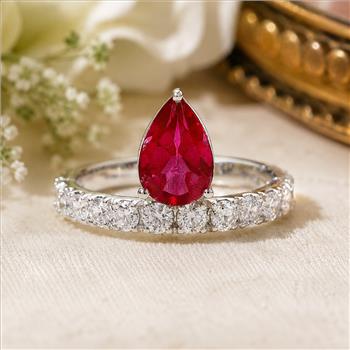 925 Sterling Silver 4.65 Ct Pear Pink Topaz Cubic Zirconia Ring 8 US Ring Size