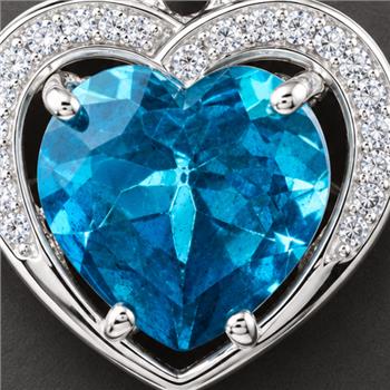925 Sterling Silver 4.66 Ct Heart Pariba Topaz Cubic Zirconia Pendant