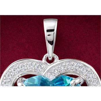 925 Sterling Silver 4.66 Ct Heart Pariba Topaz Cubic Zirconia Pendant
