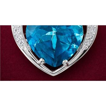 925 Sterling Silver 4.66 Ct Heart Pariba Topaz Cubic Zirconia Pendant