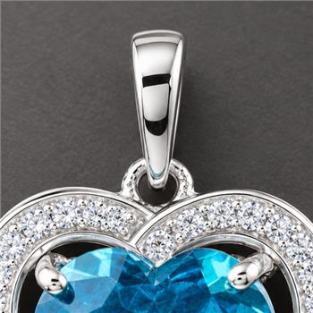925 Sterling Silver 4.66 Ct Heart Pariba Topaz Cubic Zirconia Pendant