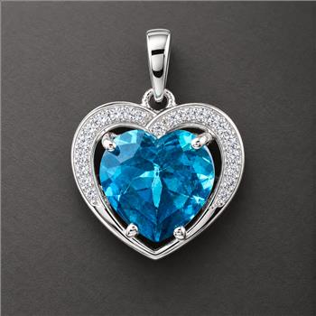 925 Sterling Silver 4.66 Ct Heart Pariba Topaz Cubic Zirconia Pendant