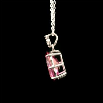 925 Sterling Silver 4.76 Ct Oval Pink Topaz White Zircon Pendant