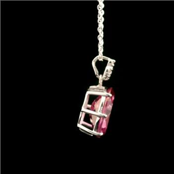 925 Sterling Silver 4.76 Ct Oval Pink Topaz White Zircon Pendant