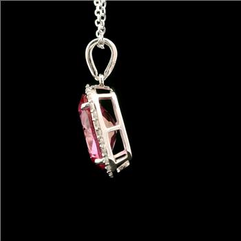 925 Sterling Silver 5.06 Ct Oval Pink Topaz White Zircon Pendant