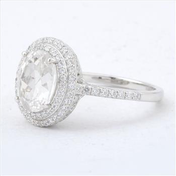 925 Sterling Silver 5.14 Ct Oval White Topaz Cubic Zirconia Ring 7 US Ring Size