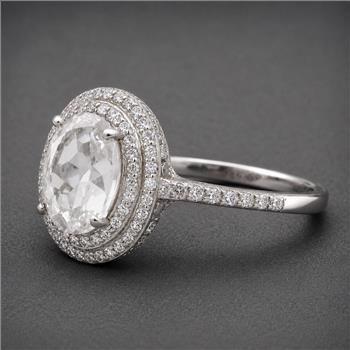 925 Sterling Silver 5.14 Ct Oval White Topaz Cubic Zirconia Ring 7 US Ring Size