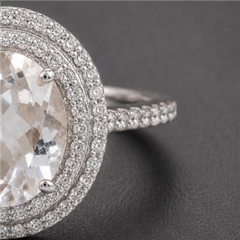 925 Sterling Silver 5.14 Ct Oval White Topaz Cubic Zirconia Ring 7 US Ring Size