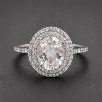 925 Sterling Silver 5.14 Ct Oval White Topaz Cubic Zirconia Ring 7 US Ring Size