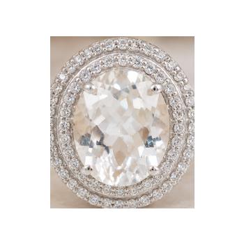 925 Sterling Silver 5.14 Ct Oval White Topaz Cubic Zirconia Ring
