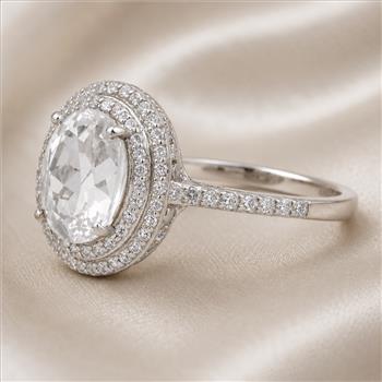 925 Sterling Silver 5.14 Ct Oval White Topaz Cubic Zirconia Ring