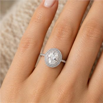 925 Sterling Silver 5.14 Ct Oval White Topaz Cubic Zirconia Ring