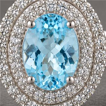 925 Sterling Silver 5.30 Ct Oval Blue Topaz Cubic Zirconia Ring 7 US Ring Size