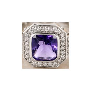 925 Sterling Silver 5.44 Ct Octagon Amethyst Cubic Zirconia Ring 7 US Ring Size