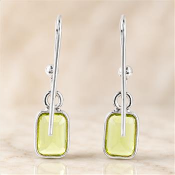 925 Sterling Silver 5.46 Ct Octagon Peridot Earrings