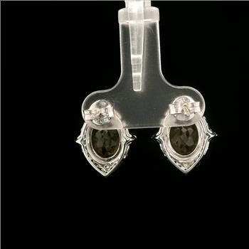 925 Sterling Silver 5.51 Ct Oval Citrine White Zircon Earrings
