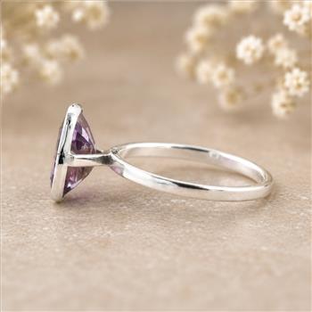925 Sterling Silver 5.60 Ct Octagon Amethyst Ring 6 US Ring Size
