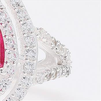 925 Sterling Silver 5.62 Ct Pear Pink Topaz Cubic Zirconia Ring 7 US Ring Size
