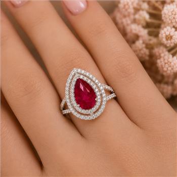 925 Sterling Silver 5.62 Ct Pear Pink Topaz Cubic Zirconia Ring