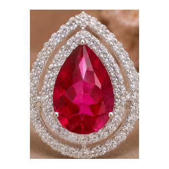 925 Sterling Silver 5.62 Ct Pear Pink Topaz Cubic Zirconia Ring
