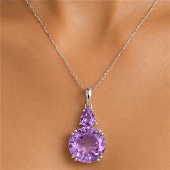 925 Sterling Silver 6.25 Ct Round Amethyst Cubic Zirconia Pendant