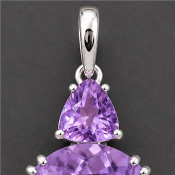 925 Sterling Silver 6.25 Ct Round Amethyst Cubic Zirconia Pendant