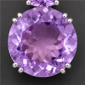 925 Sterling Silver 6.25 Ct Round Amethyst Cubic Zirconia Pendant